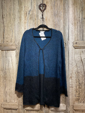 Preloved Blue & Black Alpaca Cardigan