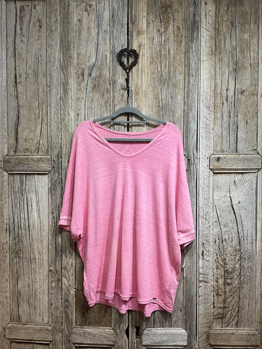 Preloved Oska Hot Pink Cotton & Hemp Top