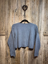 Handknits by ME Blue Recycled Denim Crop Cardigan