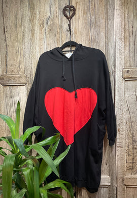 Preloved (JAPANESE BRAND) Oversize Black Sweatshirt with Heart Detail