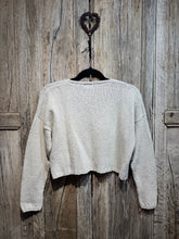 Handknits by ME Cream Recycled Denim Crop Cardigan