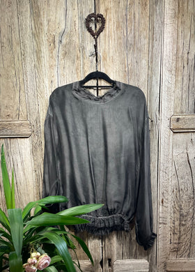 Preloved SANCTAMUERTE Charcoal Silk Mix Top
