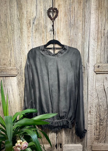 Preloved SANCTAMUERTE Charcoal Silk Mix Top