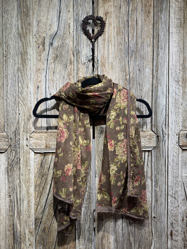 Les Ours Pauline Havane Fleurs Scarf AW25