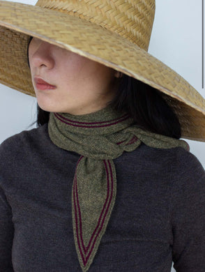 Oats & Rice Bronte Spindle-shaped Knitted Cashmere Scarf Moss Green OR25-NS01