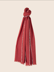 Oats & Rice Weaver Cashmere Scarf Brick Red OR25-S01