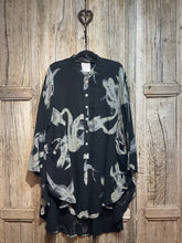 Preloved RALSTON, BLACK & White Linen Mix Print Shirt
