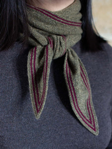 Oats & Rice Bronte Spindle-shaped Knitted Cashmere Scarf Moss Green OR25-NS01