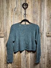 Handknits by ME Blue Crop Wool & Mohair Mix Cardigan