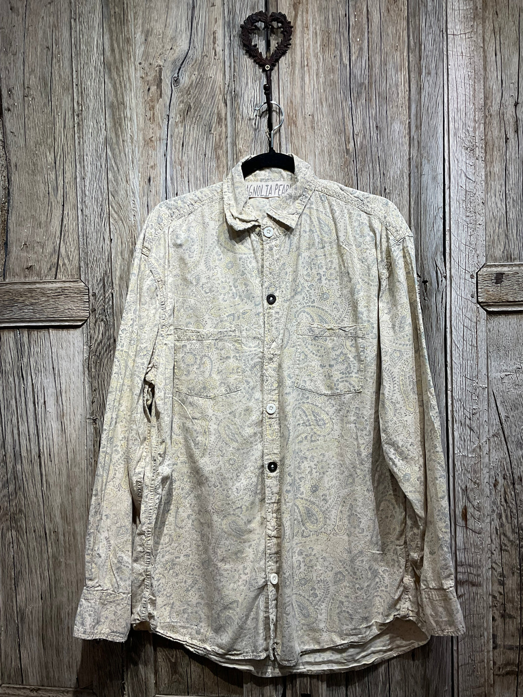 Preloved Magnolia Pearl Grey/Cream Paisley Shirt