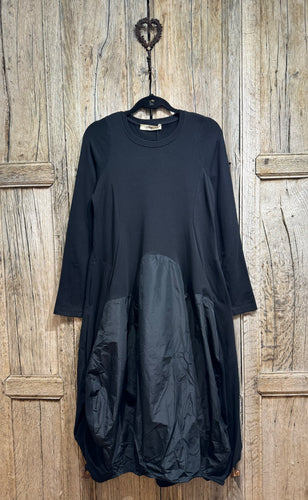 Alembika Black Cotton & Tafetta Dress UD401B AW24