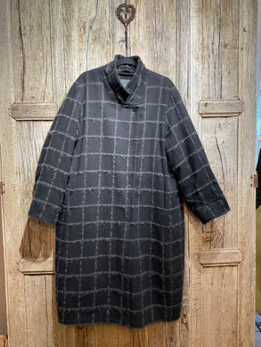 Preloved Oska Long Black and Grey Check Coat