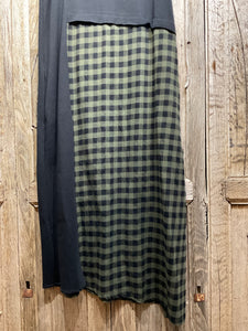 Preloved MAMA B Black Sleeveless Dress with Green/Black Check Detail