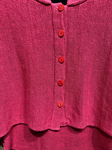 Preloved Grizas Raspberry Crop Linen Cardigan