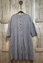 Preloved Toast Navy Stripe Cotton and Linen Mix Shirt Dress