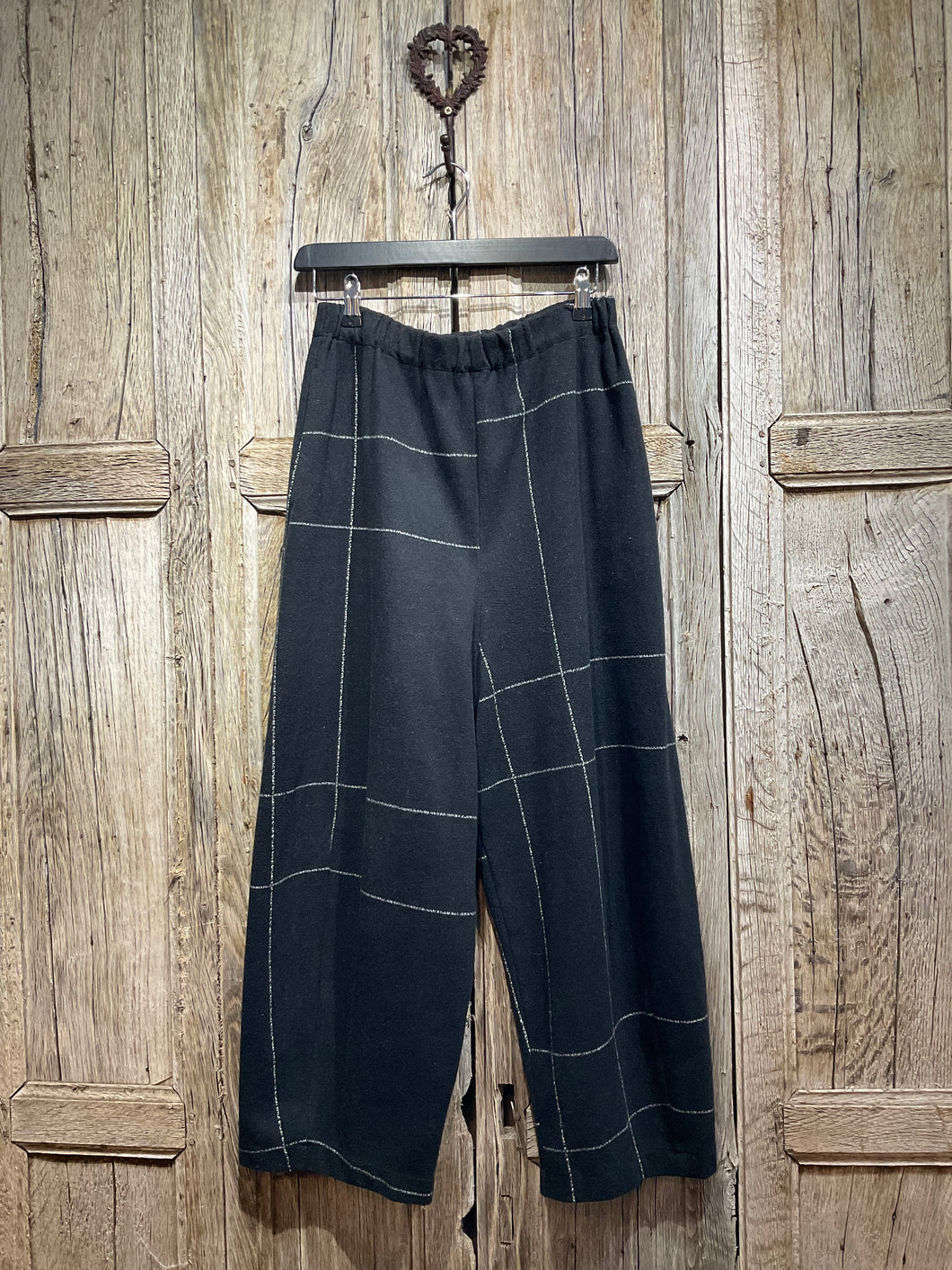 Preloved Black Cotton Stripe Stretch Trousers