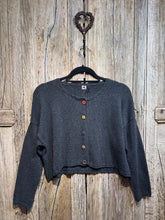 Handknits by ME Dark Grey Recycled Denim Crop Cardigan