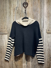 Preloved MAMA B Black & White Jumper with Stripe Sleeves