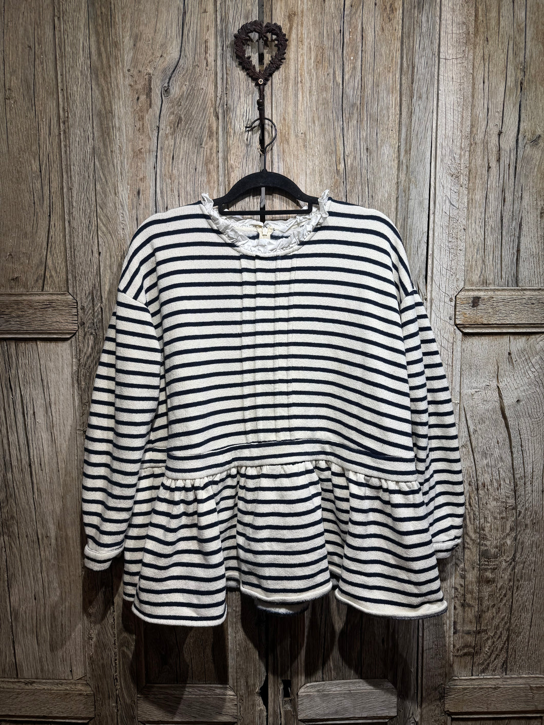 Preloved CABBAGES & ROSES Stripe Fleece Lined Jumper