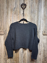 Handknits by ME Dark Grey Recycled Denim Crop Cardigan