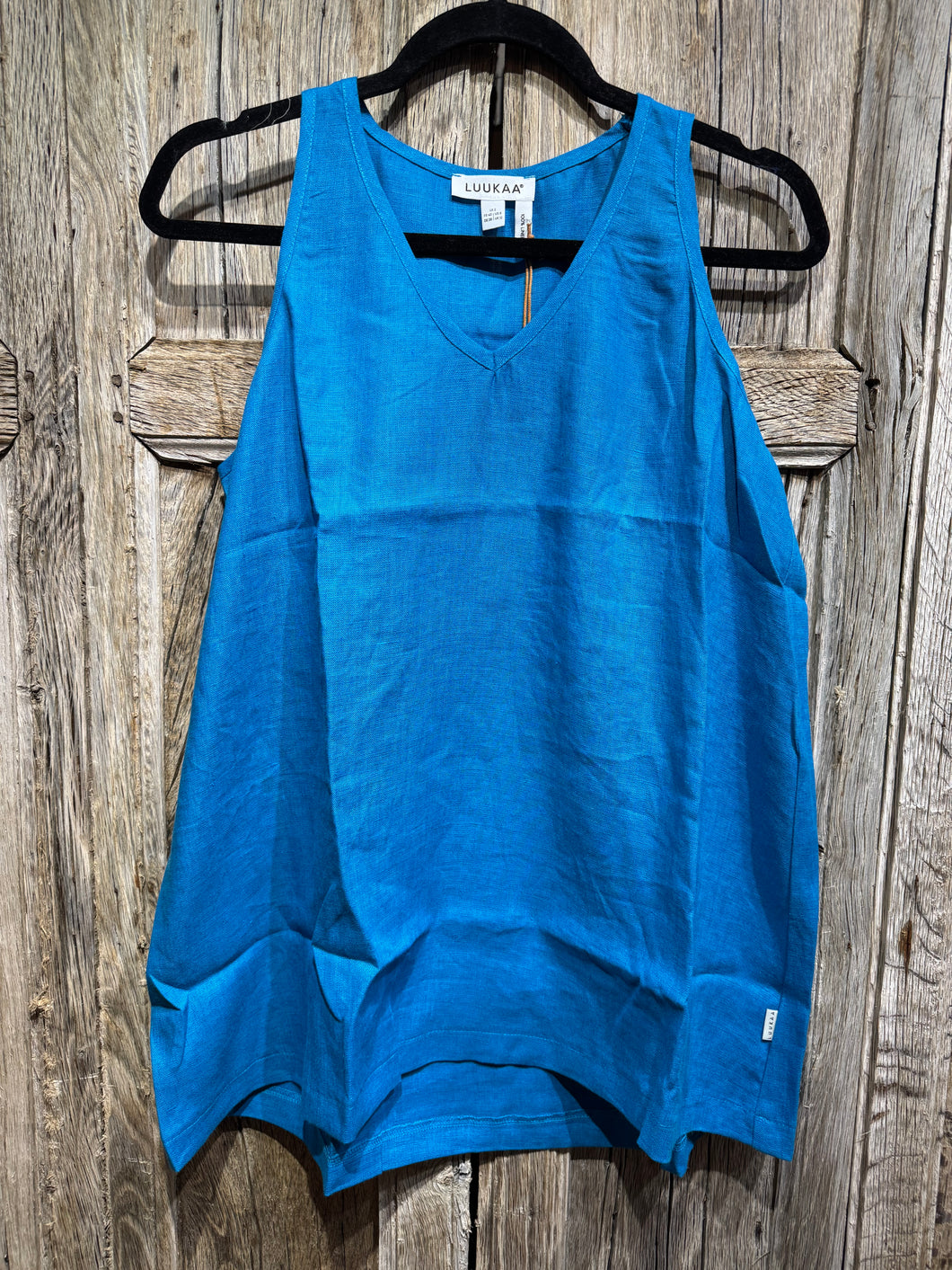 LUUKAA Turquoise Linen Sleeveless Top 25Y0138 SS25