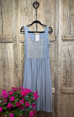 Preloved PRIVATSACHEN Pale Grey Cotton & Embroidery Dress