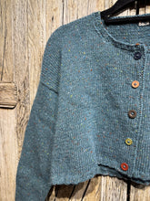 Handknits by ME Blue Crop Wool & Mohair Mix Cardigan