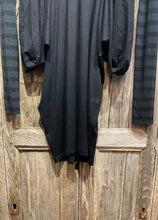 Preloved COP COPINE Long Black Jersey Dress with Stripe Sleeves