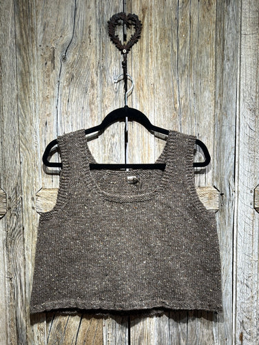 Handknits by ME Brown Crop Wool Vest