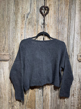 Handknits by ME Slate Crop Recycled Denim Cardigan
