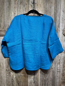 LUUKAA Turquoise Linen Top 25Y01115 SS25