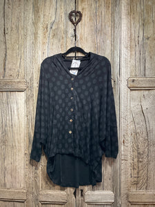 Preloved SAHARA Batwing Jersey Top with Spot Detailing