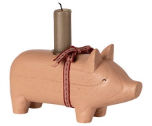 Maileg Wooden Candle Holder - Medium - Pig Rose