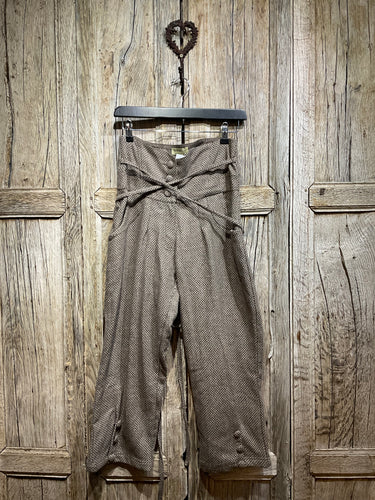 Preloved Brown & Cream Spot Detail Wool Trousers