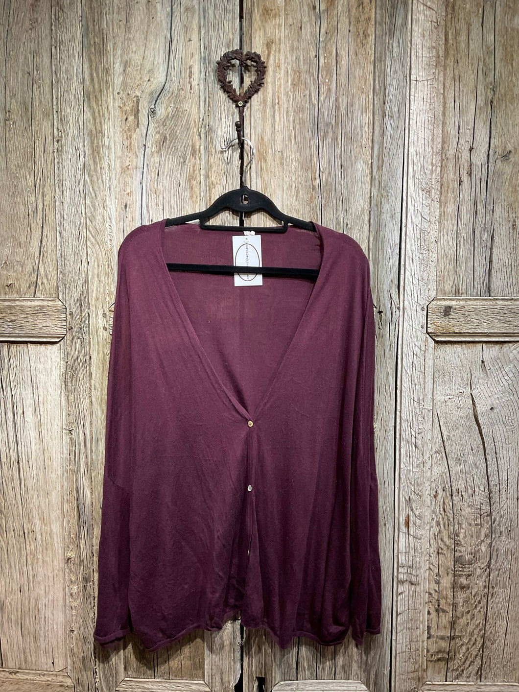 Preloved Apunto B, Burgundy Cotton and Cashmere Cardigan