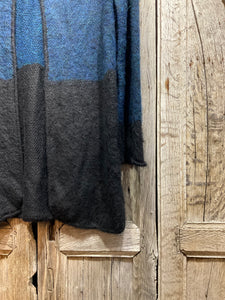 Preloved Blue & Black Alpaca Cardigan