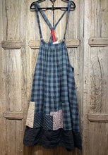 Preloved Blue Check Pinafore Dress with Patches 22909