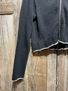Preloved Black Cotton Hooded Zip Cardigan