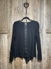 Preloved MY SOUL Black Tee with Fake Leather Stripe Detail