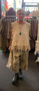 JLS Cream Embroidery Appliqué & Lace Layering Tunic Dress 1106