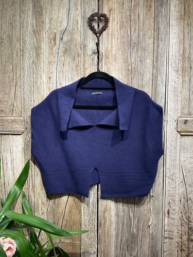 Preloved OSKA Navy Knit Crop Top