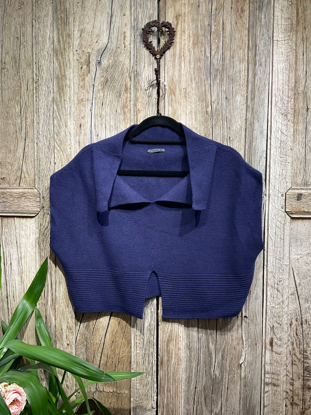 Preloved OSKA Navy Knit Crop Top