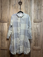 Preloved OSKA Blue Check Linen Dress Coat