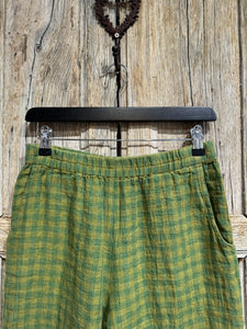 Grizas Green Check Linen Trousers 3583/2-L280-11 AW24