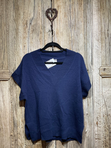 Preloved PART TWO Navy V-Neck Cashmere Jumper