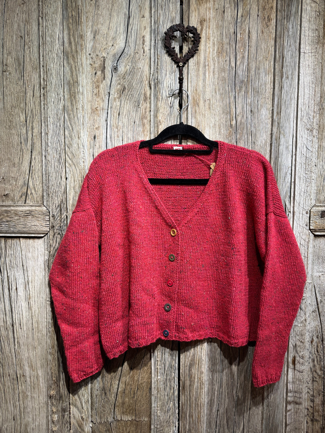 Handknits by ME Winter Berry Slouchy Wool & Mohair Mix Cardigan
