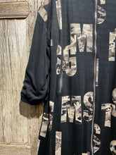 Preloved NESLAY Long Black Printed Zip Up Coat