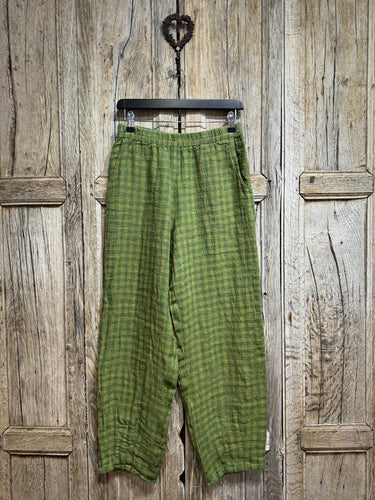 Grizas Green Check Linen Trousers 3583/2-L280-11 AW24