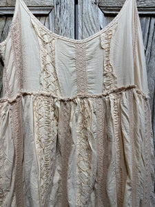 JLS Antique Cream Lace & Embroidery Cotton Sun Dress 1102