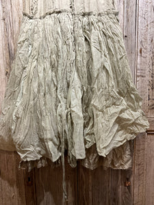 Preloved Silk and Cotton Pale Green Dress with Wire Sides 55316